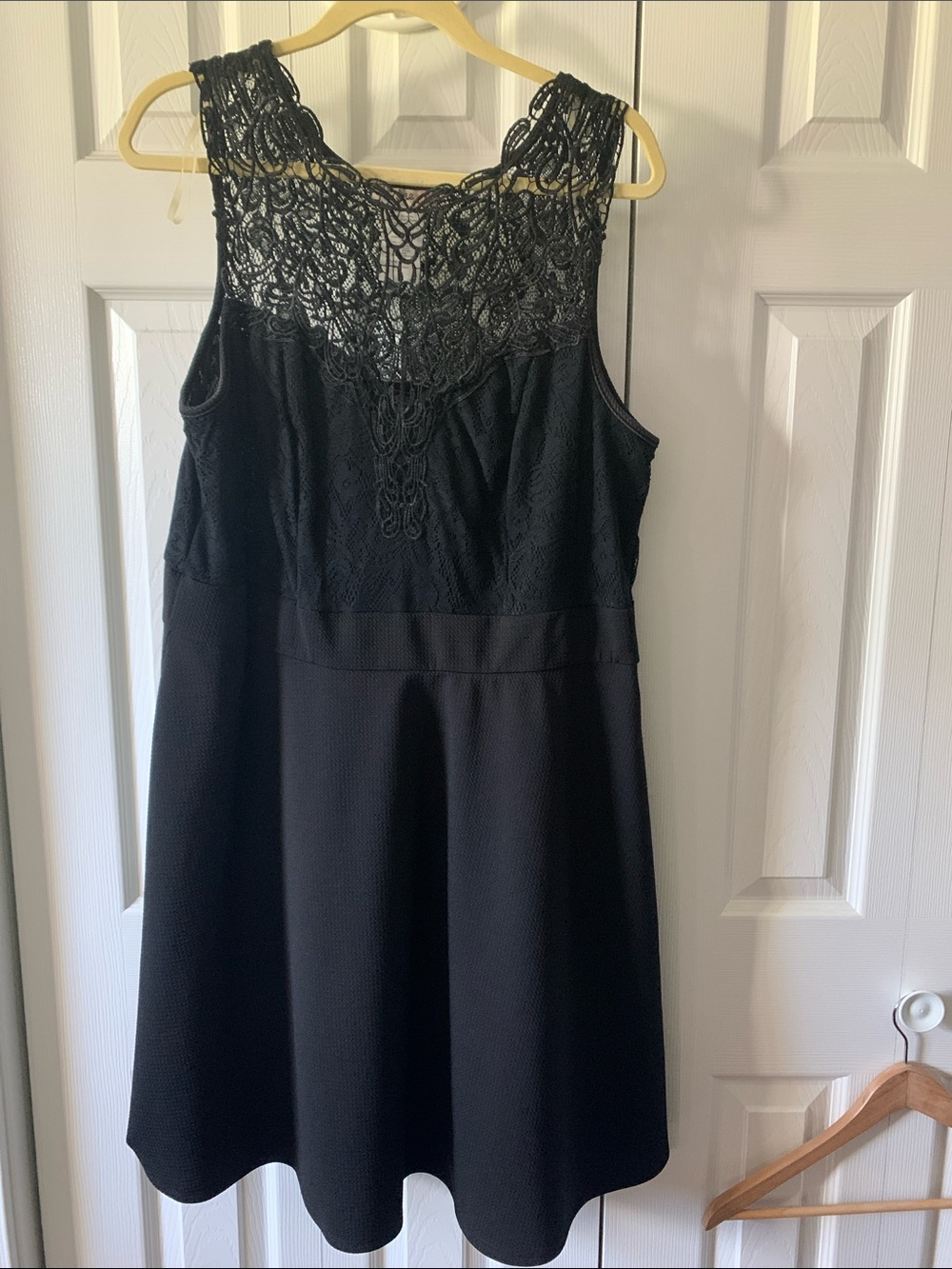 Love Squared Black Lace Yoke A-Line Mini Dress